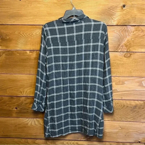 Women's pre-worn Zara Basic Z1975 Denim Large gray button up plaid Metallic stri - Picture 6 of 9